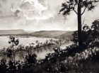 pen-and-ink-drawings-and-paintings From Streeton Lookout, NSW, Australia