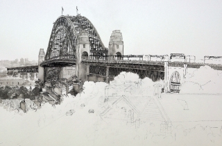 pen-and-ink-of-buildings-at-the-rocks-sydney